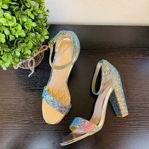 Bamboo rainbow glitter heels